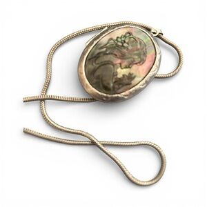Gold Abalone Shell Cameo Pendant Necklace